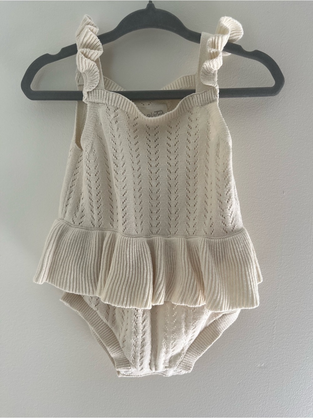 Baby Girl 6M Cream Knit Ruffled One-Piece